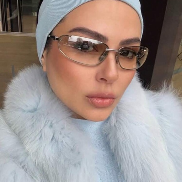 1pc Frameless Oval Fashion Glasses Y2K Personalized Versatile Women's Fashion - Picture 2 of 3